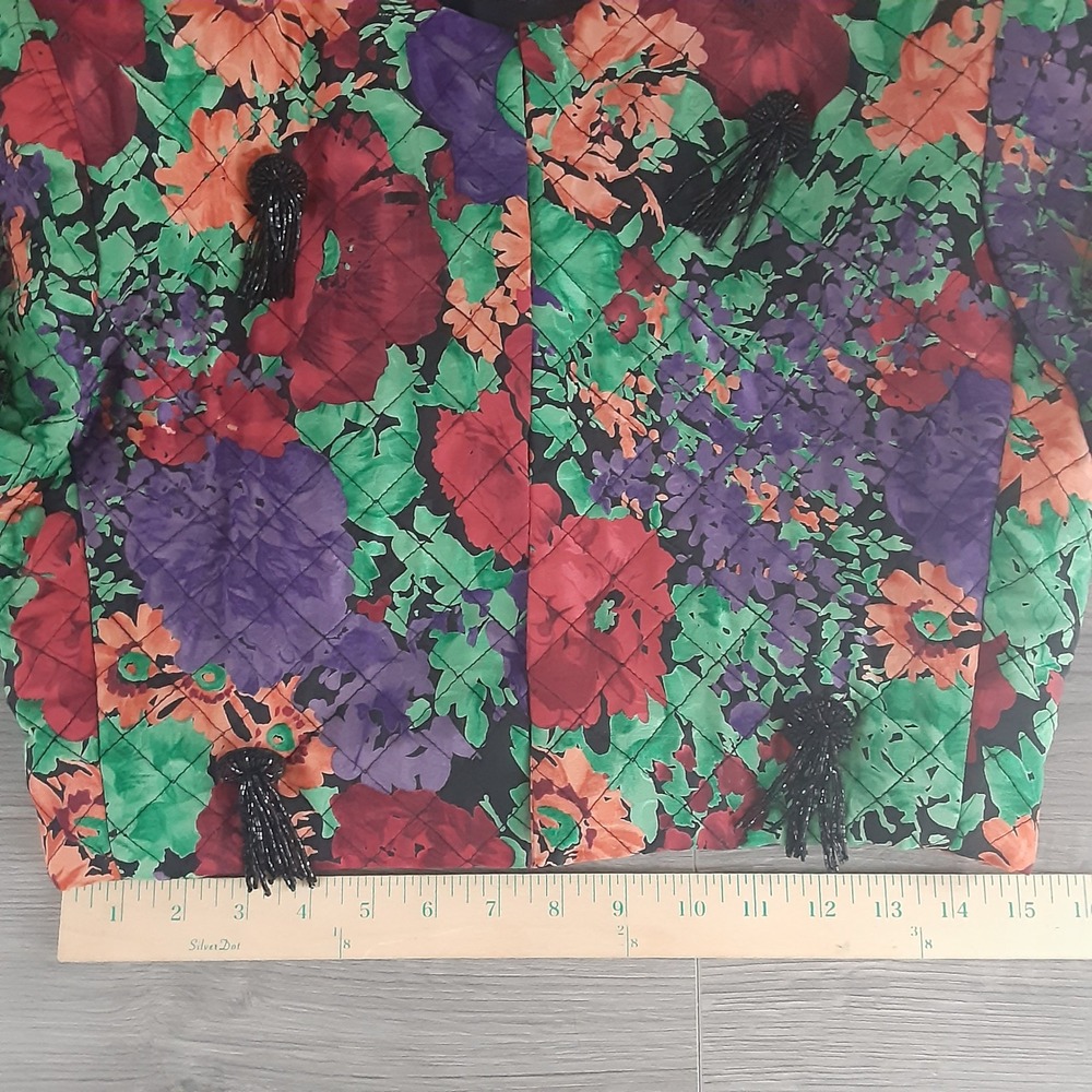 VTG Emanuel Ungaro Parallele Paris Vintage Floral Quilted Cropped Beaded Jacket - Picture 8 of 13